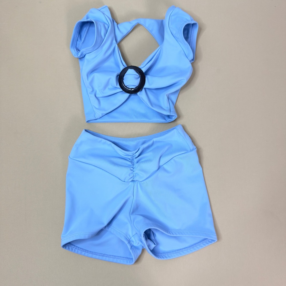 Tiger Friday In The Loop Crop&Flattery Shorties Set Sky Blue Child Large CL Mint